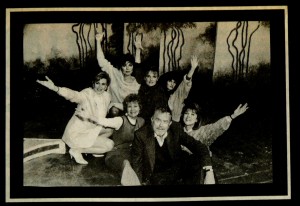 Lonny Chapman (front, center) and Janet Wood (to his left) with Reaching Up cast